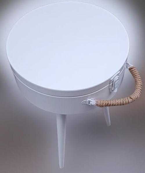 Hobi ADN Dekoratif Bavul Sehpa Ahşap MDF CNC Kesim Beyaz Lake Boya Model El Yapım