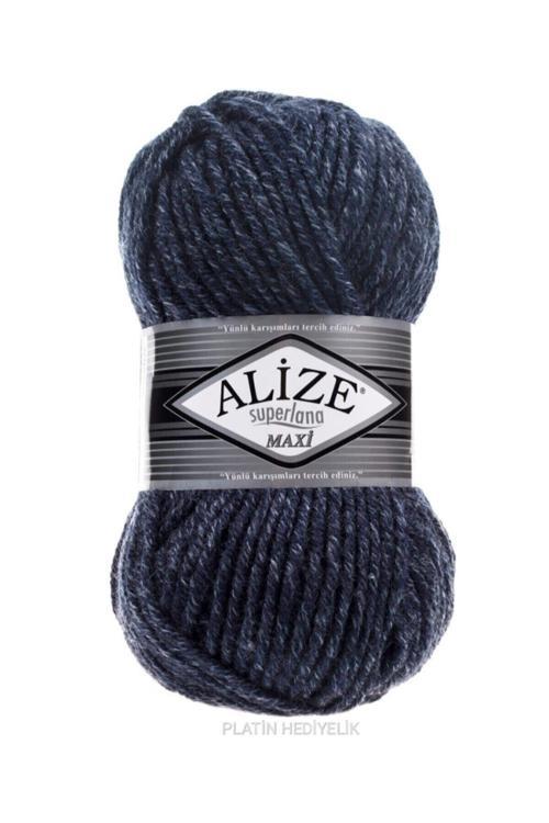 ( 5 Adet ) Superlana Maxi 805 Alacalı Mavi El Örgü Iplikleri Yelek Hırka Ipi Atkı Kazak Ipliği