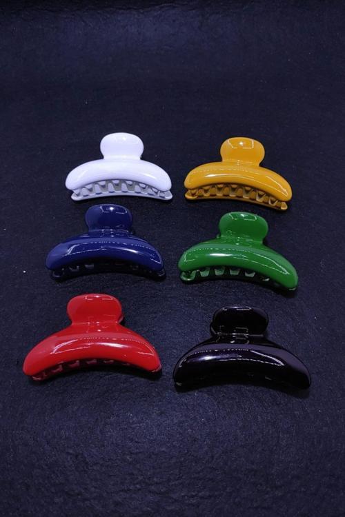 6 Adet Karışık Renkli Orta Boy Yarım Ay Mandal Toka Kadın Saç Tokası