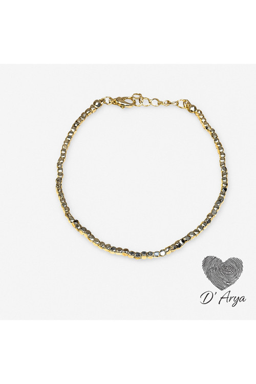 Dd317 Gold Kare Boncuklu Halhal El Yapımı