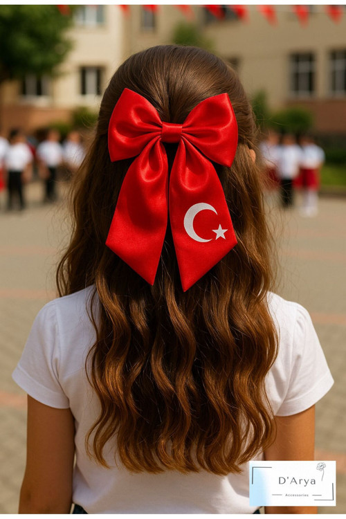 Dd1923 Türk Bayraklı Kırmızı Beyaz Saten Klips Toka Ay Yıldız