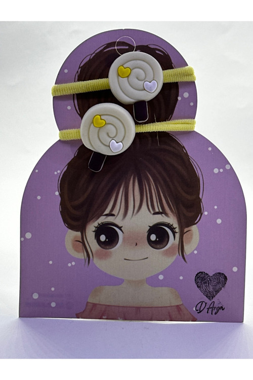 Dd38 Lolipop Şeker Temalı Sarı Çocuk Bebek Toka