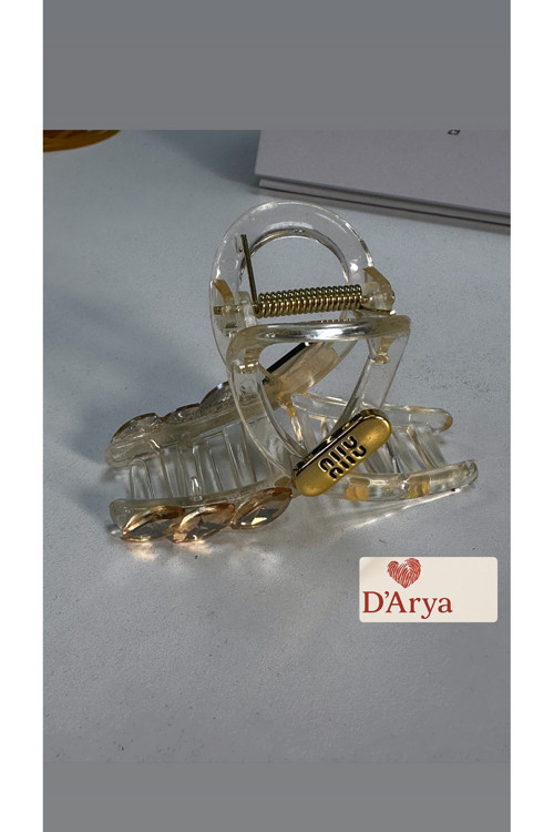 Dd466 Şeffaf Kristal Taşlı Miu Niu Model Mandal Saç Kelepçesi