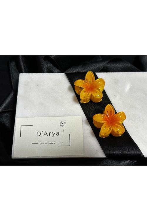 Dd407 Turuncu Lotus Çiçeği Saç Tokası (4 Cm - 2’Li Set)