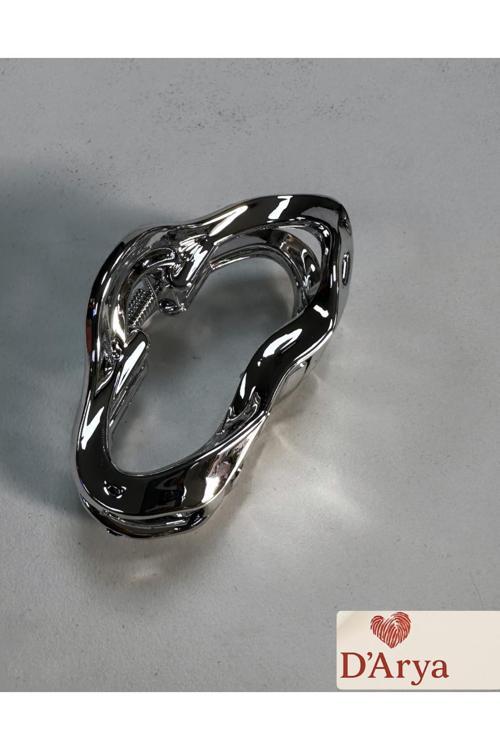 Dd463 Gümüş Dalgasal Metal Mandal Toka (6 Cm)