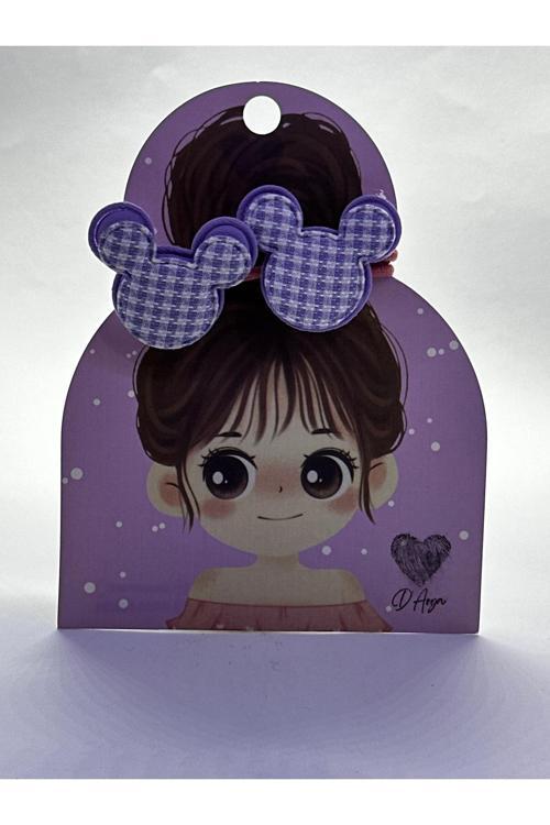 Dd84 Mickey Mouse Temalı Mor Kız Çocuk Lastik Toka