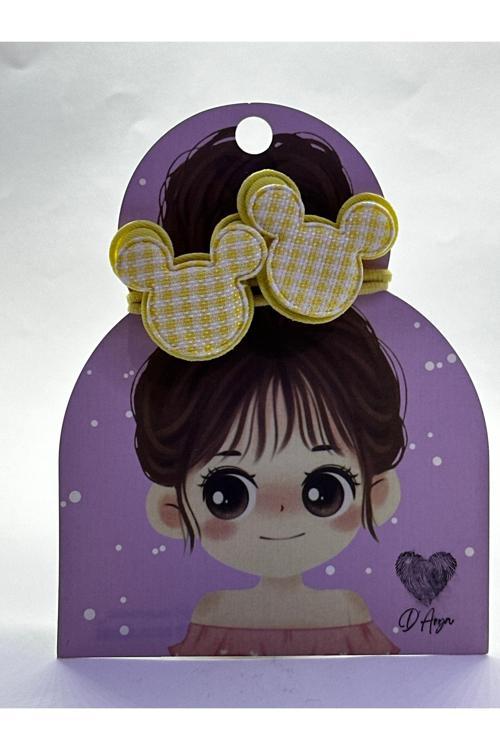 Dd84 Mickey Mouse Temalı Sarı Kız Çocuk Lastik Toka