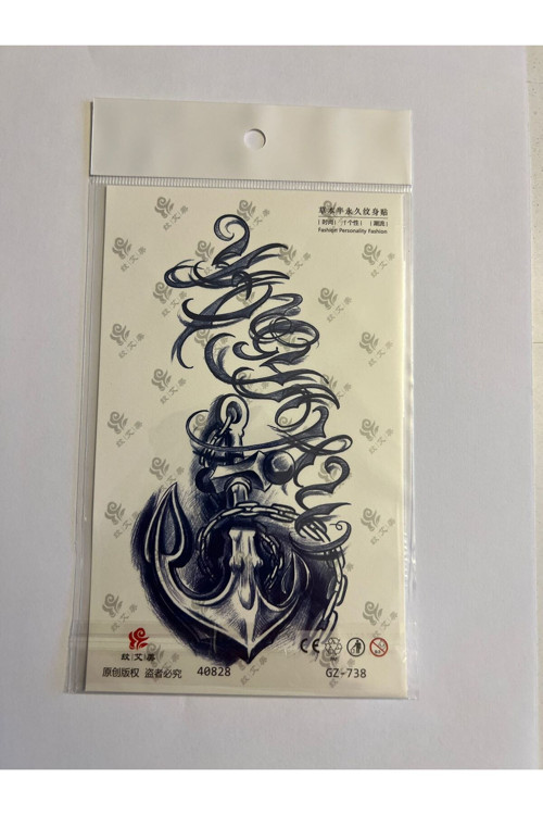 Çapa Ve Yazılar 18X11 Cm 1 Ay Kalıcı Geçici Dövme Yapıştırma Dövme