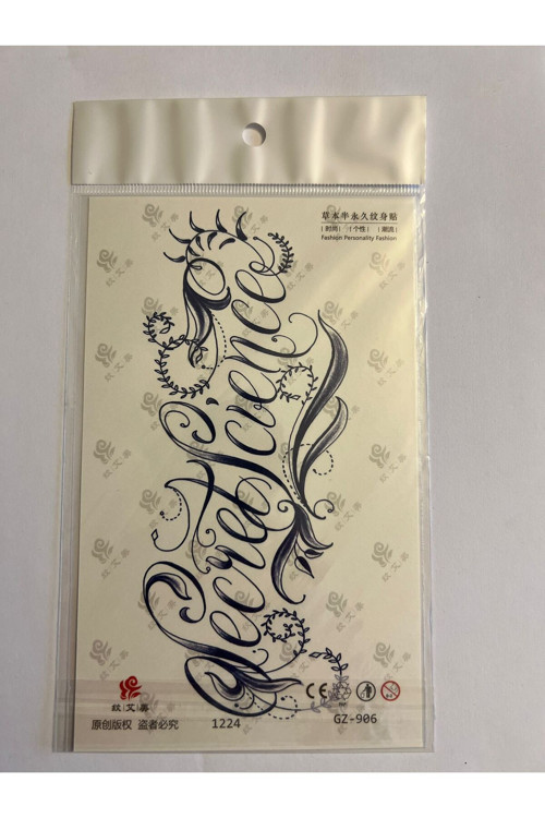 Yazılı 18X11 Cm 1 Ay Kalıcı Kalıcı Geçici Dövme Yapıştırma Dövme