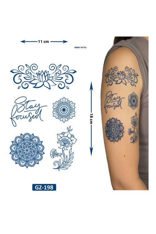 Mandala 1 Ay Kalıcı Geçici Dövme Yapıştırma Dövme