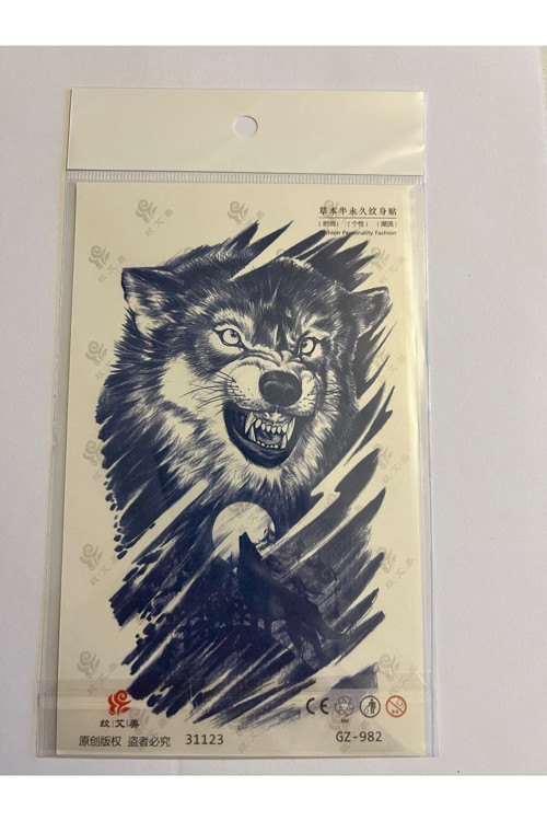 Kurt 18X11 Cm 1 Ay Kalıcı Geçici Dövme Yapıştırma Dövme