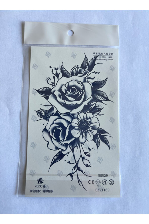 Gül 18X11 Cm Yarı Kalıcı Geçici Dövme