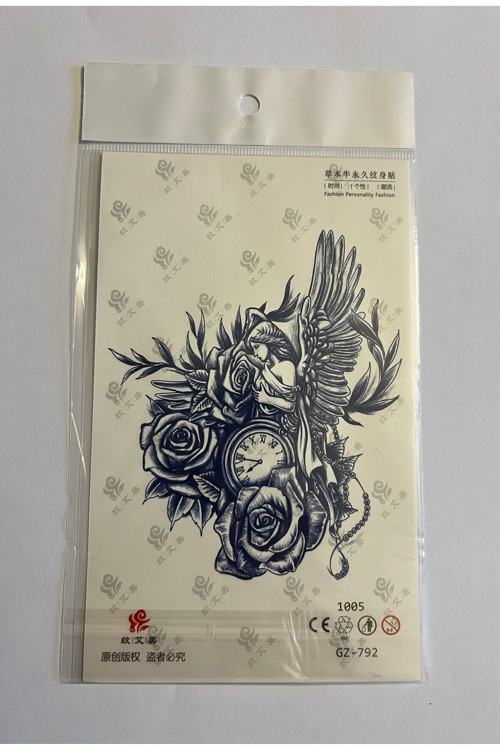 Melek Gül 18X11 Cm 1 Ay Kalıcı Geçici Dövme Yapıştırma Dövme