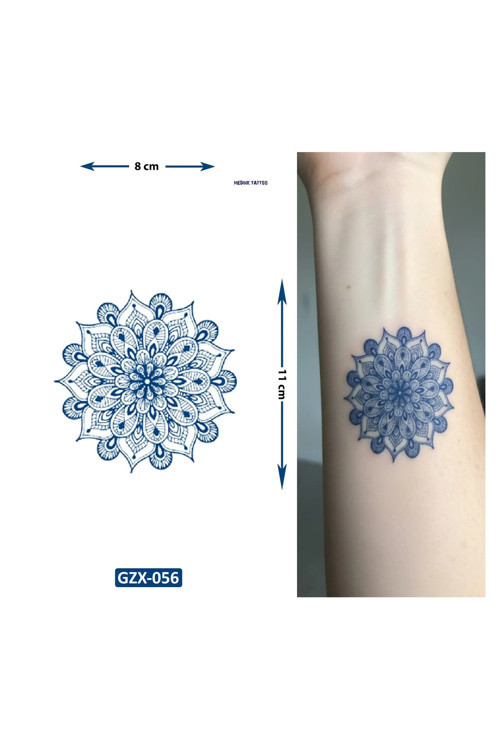 Mandala Minimal 11X8 Cm Yarı Kalıcı Geçici Dövme Yapıştırma Dövme