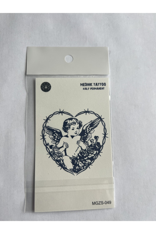 Kalp Melek 11X8 Cm Yarı Kalıcı Geçici Dövme Yapıştırma Dövme