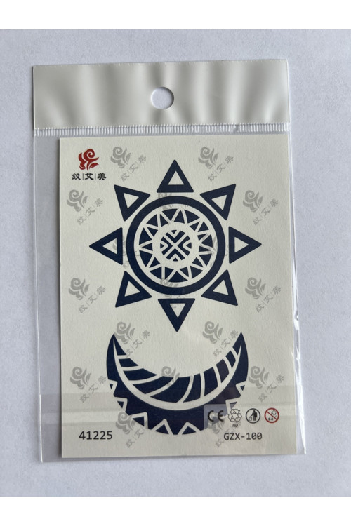 Ay Yıldız Minimal 11X8 Cm Yarı Kalıcı Geçici Dövme Yapıştırma Dövme