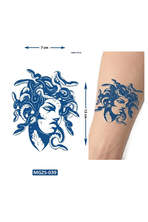 Medusa 11X8 Cm Yarı Kalıcı Geçici Dövme Yapıştırma Dövme