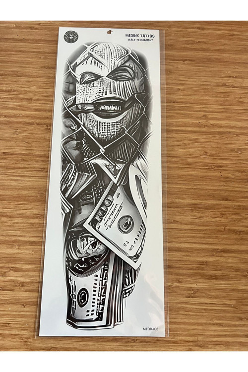 Para 1 Hafta Kalıcı Tam Kol Bacak Yapıştırma Geçici Dövme 46 Cm