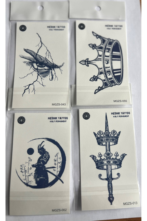 Güç 4 Adet Minimal 11X8 Cm 3 Hafta Kalıcı Yarı Kalıcı Geçici Dövme