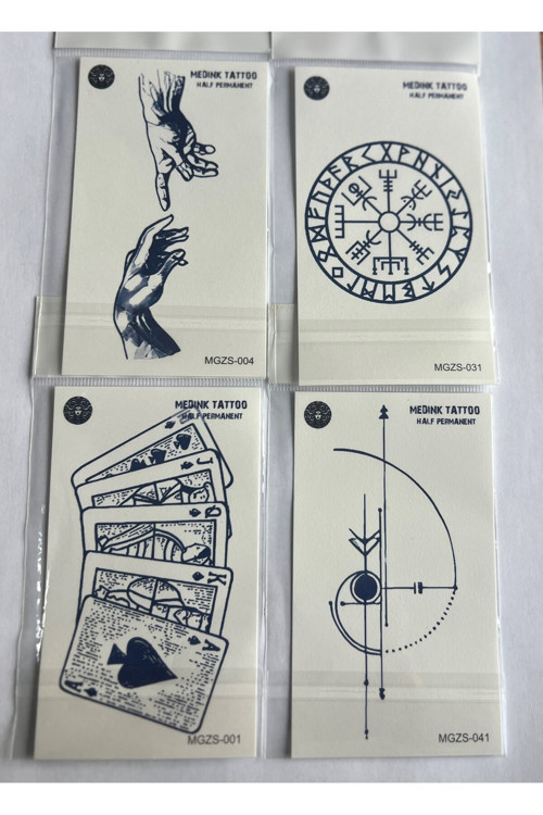 Şans 4 Adet Minimal 11X8 Cm 3 Hafta Kalıcı Yarı Kalıcı Geçici Dövme