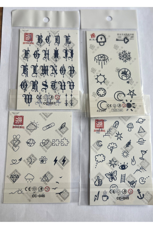 Parmaklar 4 Adet Minimal 11X8 Cm 3 Hafta Kalıcı Yarı Kalıcı Geçici Dövme