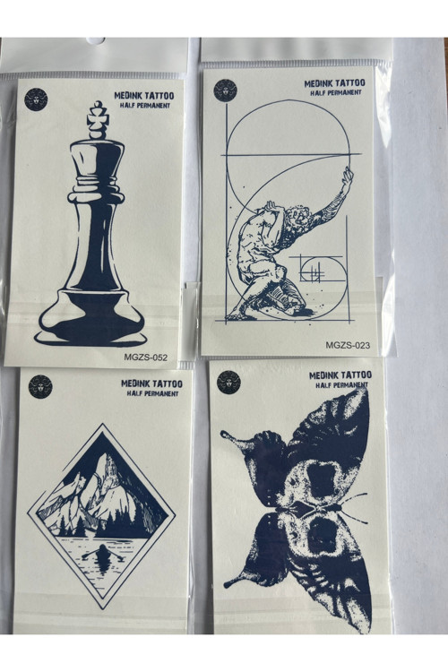 Denge 4 Adet Minimal 11X8 Cm 3 Hafta Kalıcı Yarı Kalıcı Geçici Dövme