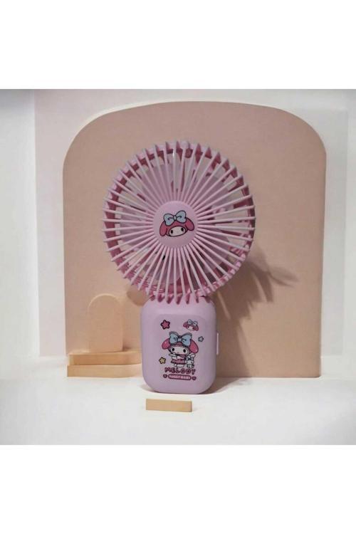 Small Sanrıo Mini Çok Renkli Sevimli Karakterler Mini El Fanı(Pembe)