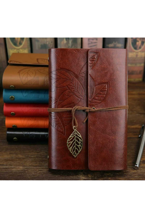 Retro Vintage Klasik Deri Kapak Notebook Seyahat Günlüğü Doldurulabilir Eskiz Not Defteri, 165X220Mm