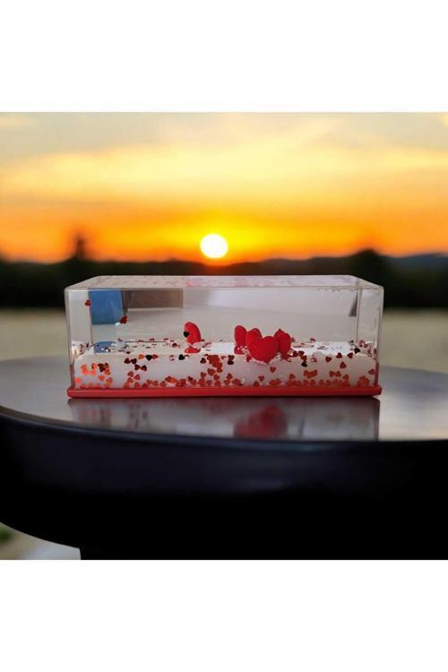 Akvaryum Modelli Batmayan Kırmızı Kalpler Plastik Süs