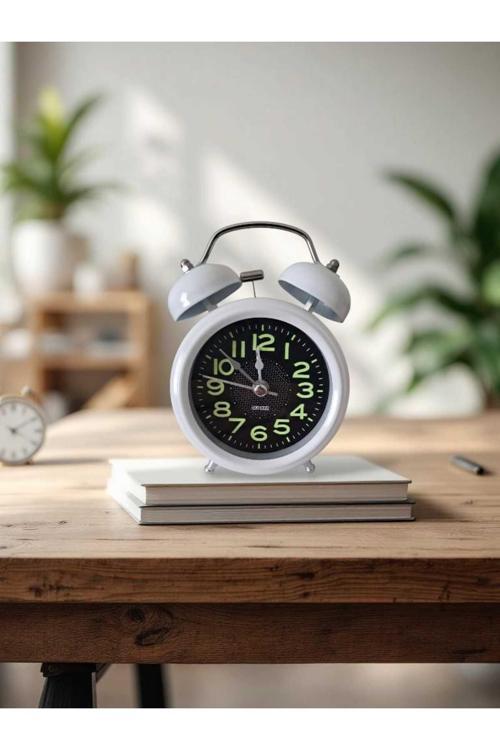 Metal Süper Yüksek Sesli Alarm Saati, Işıklı, Fosforlu, Gece Görünen Kadranlar, Sessiz Saniyeli