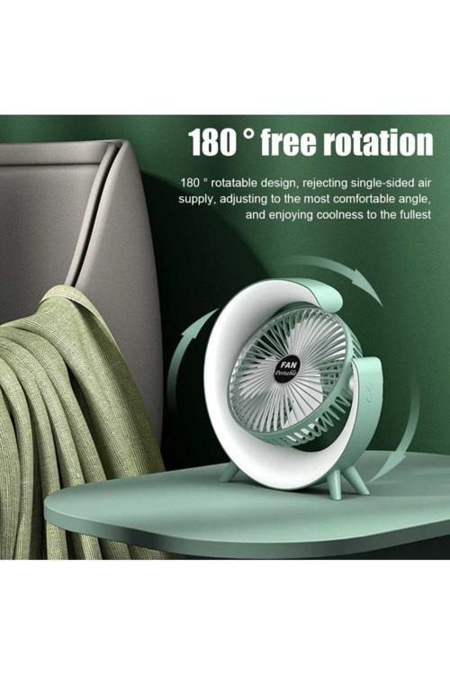 Masaüstü Fanı Led, 3 Hız, 1800 Mah Pil Kapasitesi, Değiştirilebilir Işık, Ev Ve Ofis