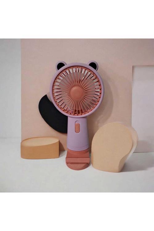 Taşınabilir Fan + Telefon Standlı | Usb El Tipi Mini Fan | Sevimli Fan Cep Telefonu Standart Tutucu