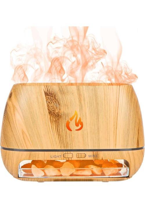 Aroma Difüzörü, 200Ml Nemlendirici Koku Lambası, Otomatik Kapanma, Himalaya Tuzlu, 7 Renk Led