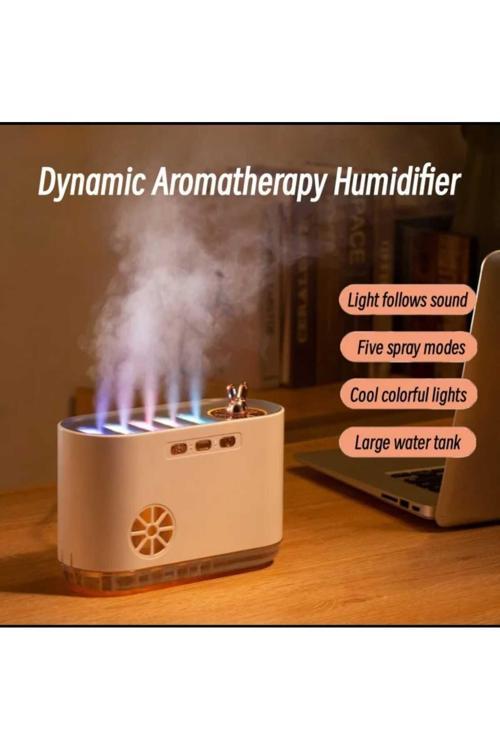 700Ml Büyük Kapasiteli Aromaterapi Hava Nemlendirici 5 Püskürtme Usb Müzik Ritim Lambası