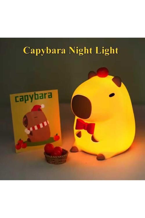 Sevimli Karikatür Kapibara Gece Lambası Silikon Hayvan Lamba Usb Şarj Edilebilir Zamanlamalı