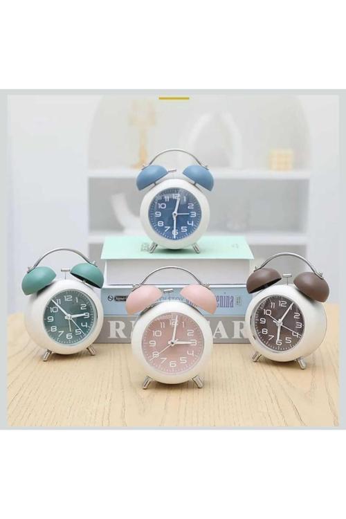 Başucu Çalar Saatler, Çift Zil Analog Masa Saati, Pille Çalışan Yüksek Alarmlı Süper Sessiz Saat