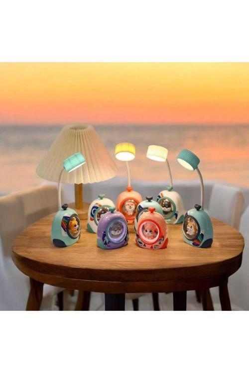 Çok Renkli Sevimli Hayvan Kabinli Çocuk Masa& Gece Lambası Rgb Led Esnek Başlıklı Gece Lambası