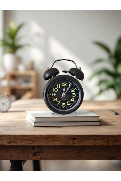 Metal Süper Yüksek Sesli Alarm Saati, Işıklı, Fosforlu, Gece Görünen Kadranlar, Sessiz Saniyeli