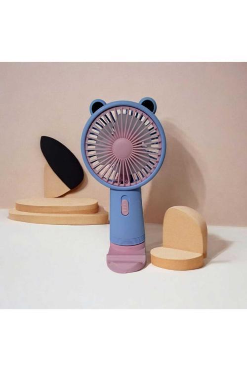 Taşınabilir Fan + Telefon Standlı | Usb El Tipi Mini Fan | Sevimli Fan Cep Telefonu Standart Tutucu