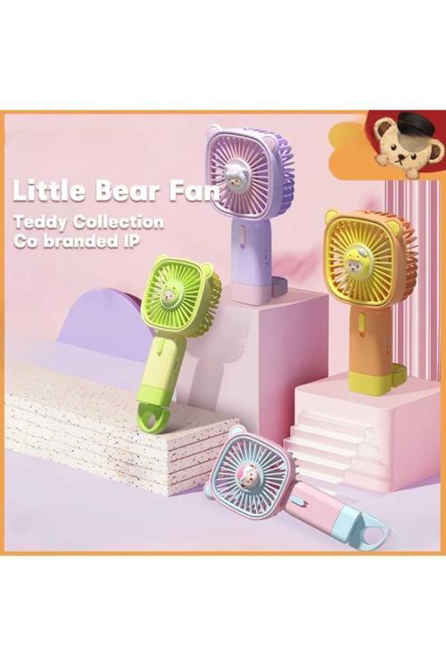 Oyuncak Ayı Koleksiyonu Karikatür Mini Fan Usb Şarj Edilebilir Taşınabilir El Fanı (800Mah)(Turuncu)