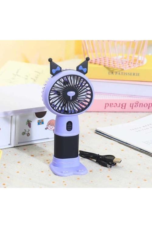 Sevimli Karakterler Mini El Fanı(Siyah)