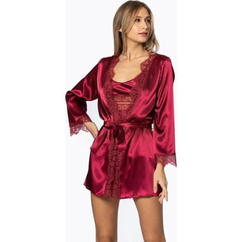 Saten 3lü Kimono Şort Takımı 2490 Bordo