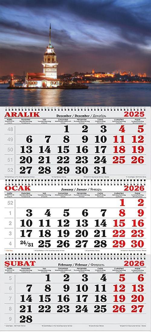 2026 Yılı Gemici Takvimi-Gece Işıkları ve Kız Kulesi