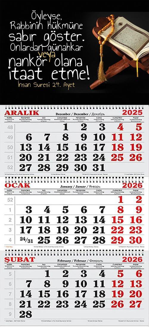 2026 Yılı Gemici Takvimi-İnsan Suresi 24. Ayet