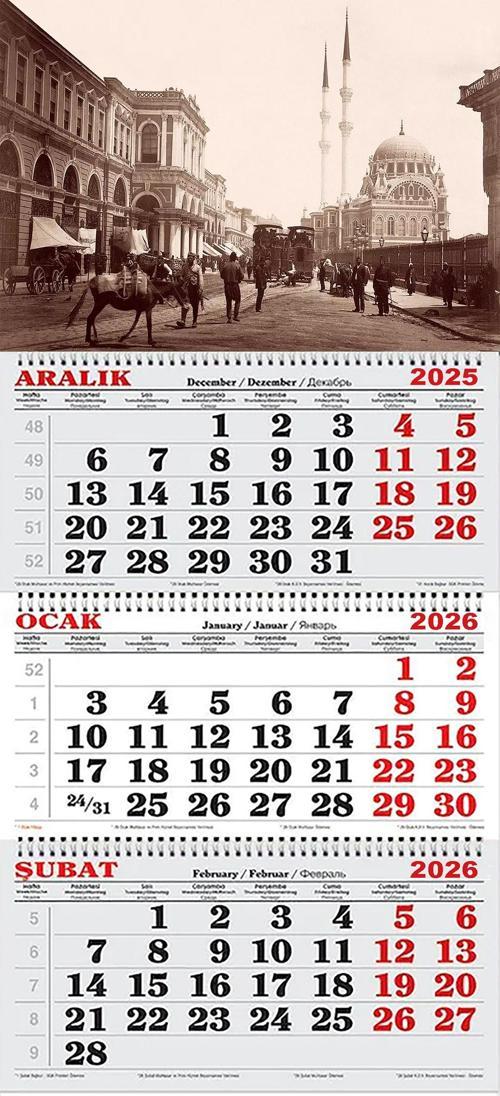 2026 Yılı Gemici Takvim-Eski İstanbul Siyah Beyaz