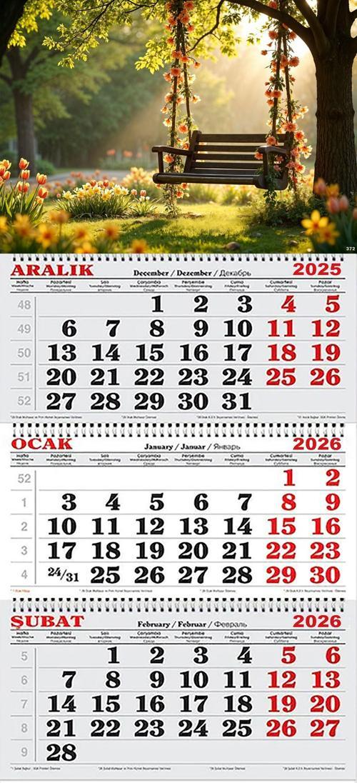 2026 Yılı Gemici Takvimi- Çiçekler İçinde Salıncak 