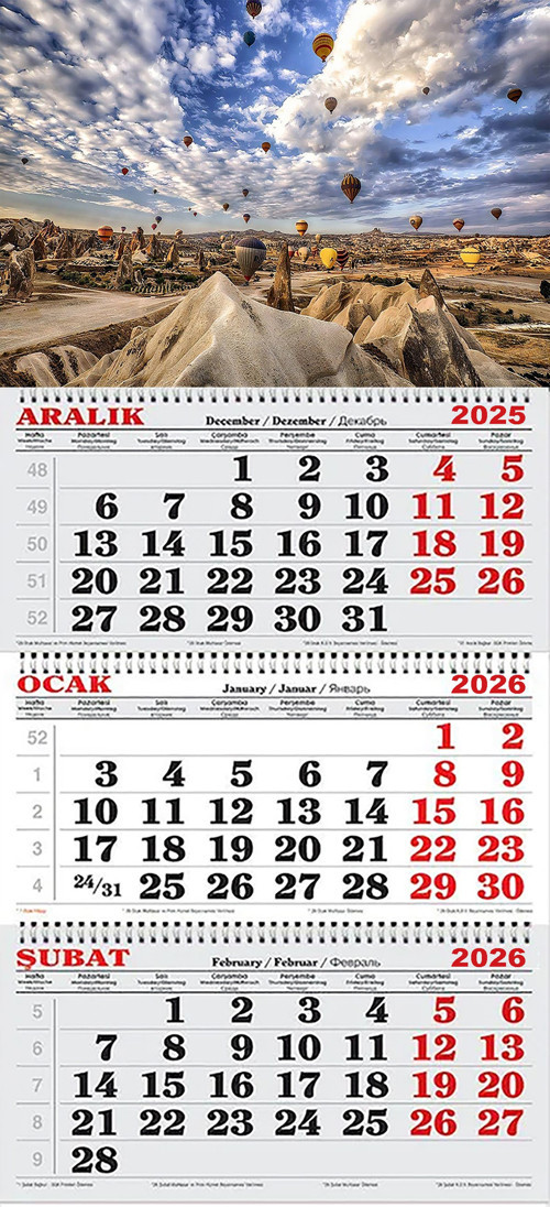 2026 Yılı Gemici Takvimi----KAPADOKYA VE GÖKYÜZÜNDE Kİ BALONLAR