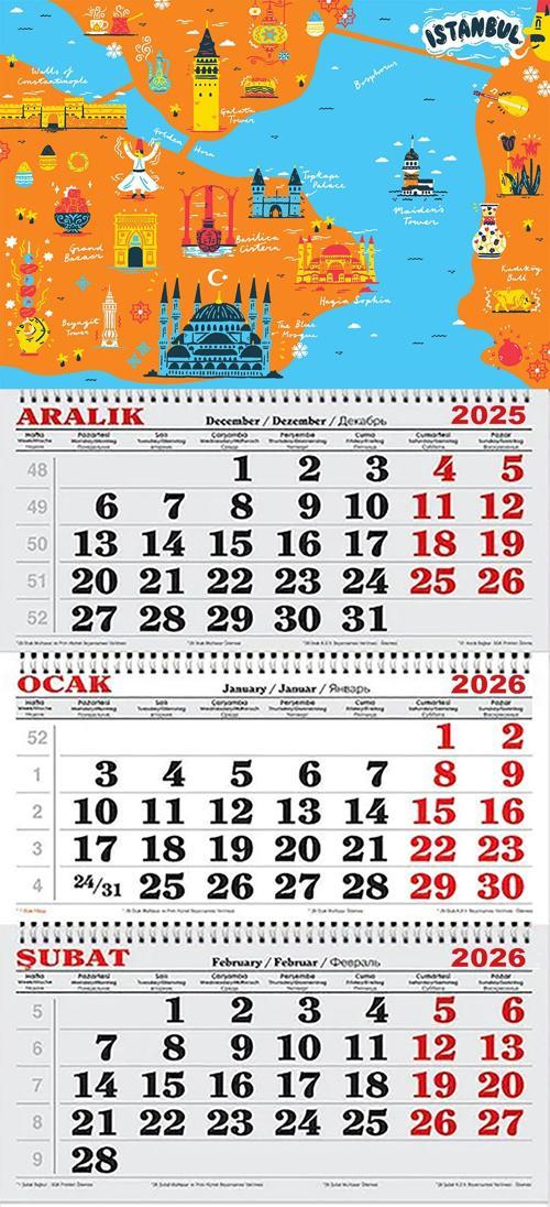 2026 Yılı Gemici Takvimi-İstanbul Turistik Haritası