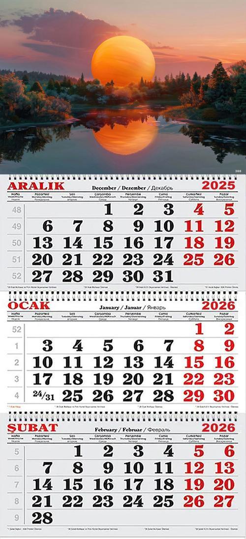 2026 Yılı Gemici Takvimi- Göl, Orman ve Kızıl Güneş