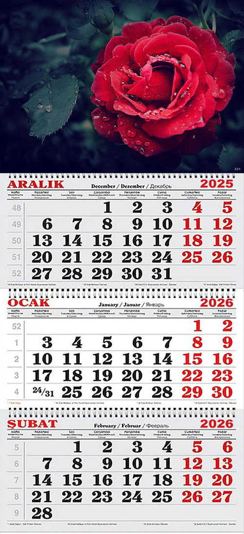 2026 Yılı Gemici Takvimi- Kırmızı Gül
